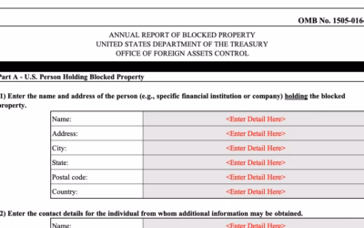 Reminder to file your 2025 Annual Report of Blocked Property With OFAC: Due date September 30, 2025